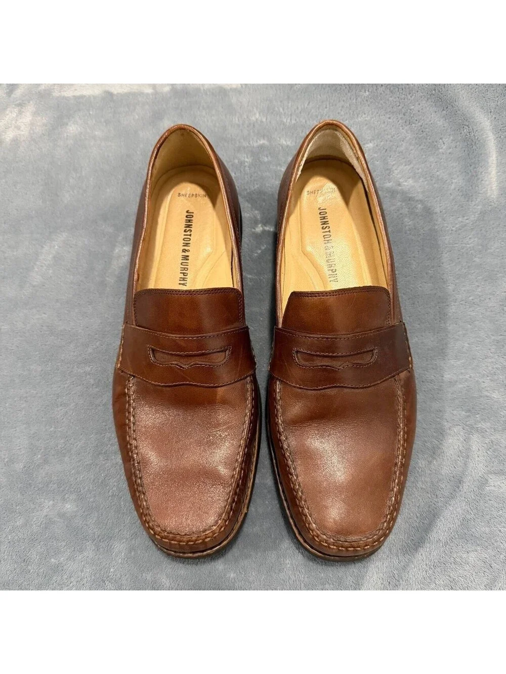 Johnston & Murphy Men's Brown Penny Loafers 9.5 M Sheepskin Slip On